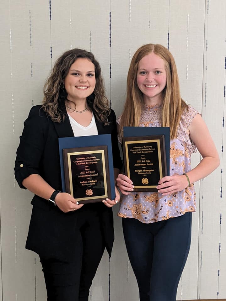 Andrea Cooksey and Morgan Thompson with their Gold Achievement Awards